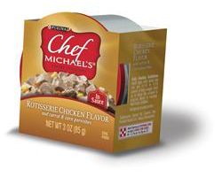 Chef Michael’s® Canine Creations Rotisserie Chicken Flavor and carrot & corn garnishes packaging